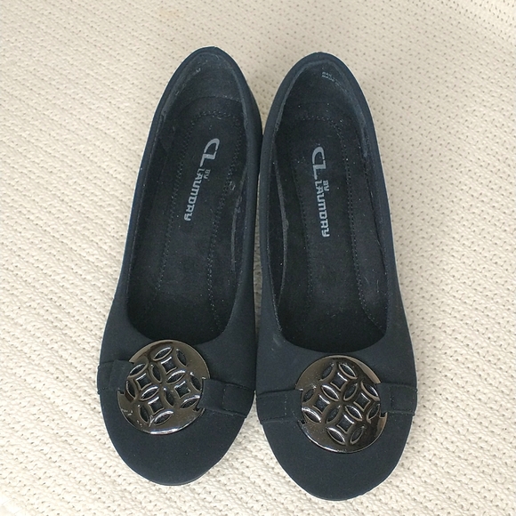 Chinese Laundry Bail 1.5" Wedge Black Slip On Flats Ballerina  size 6 - Picture 2 of 8